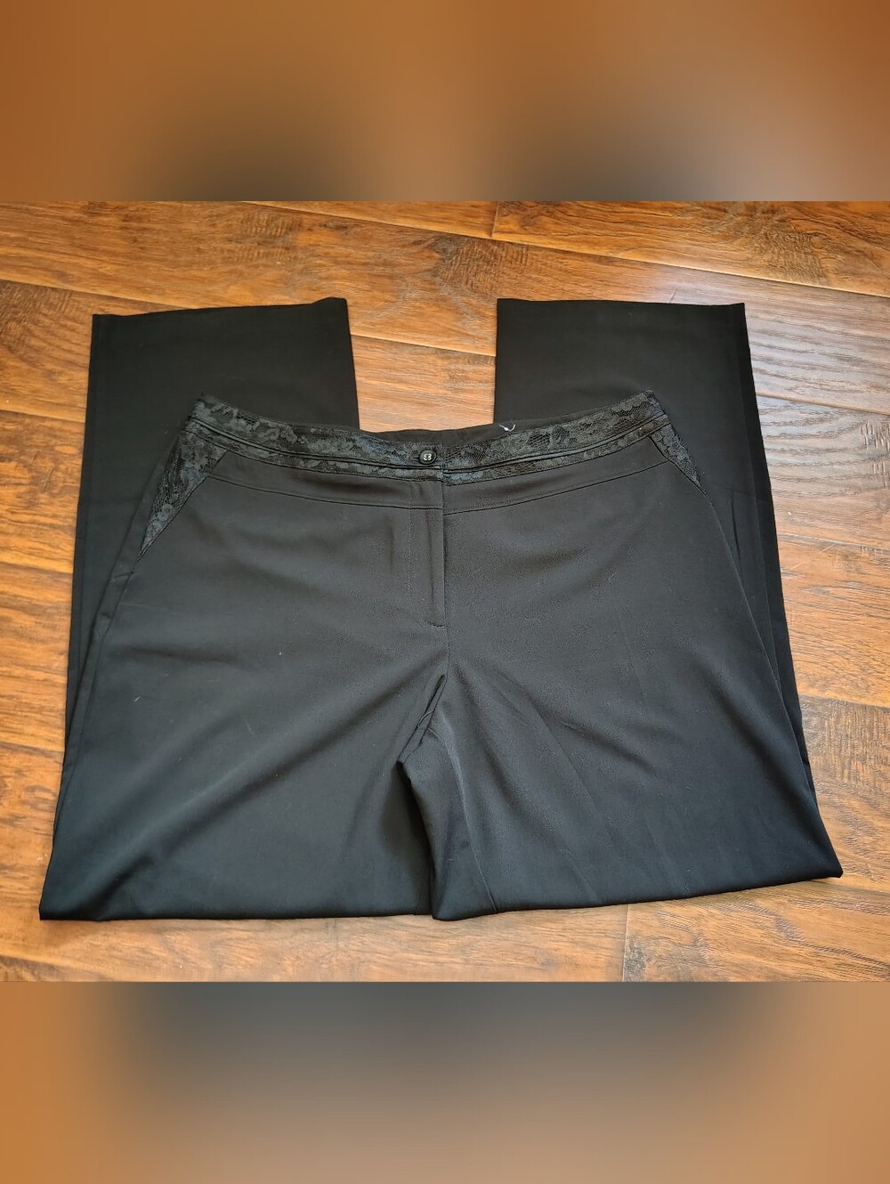 Worthington Black Dress Trousers with Lace Trim Size 18